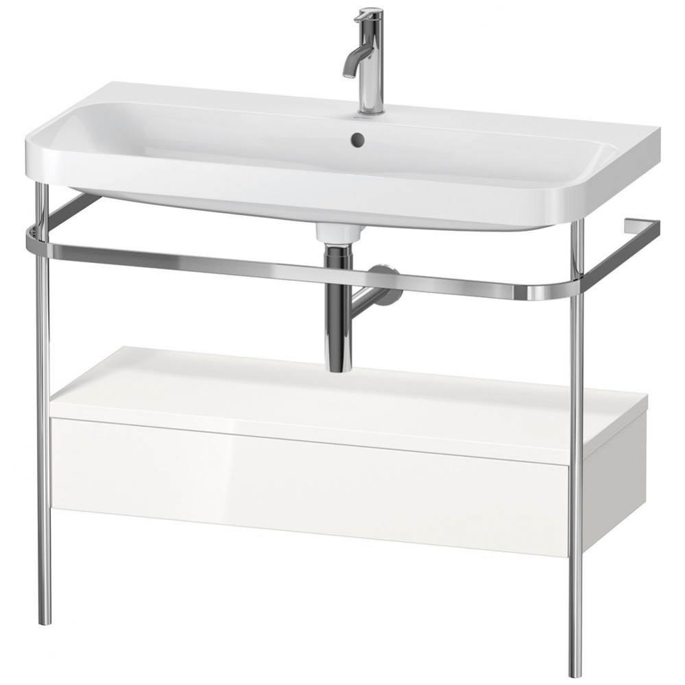 Happy D.2 Plus C-Shaped Vanity Kit with Sink and Metal Console White