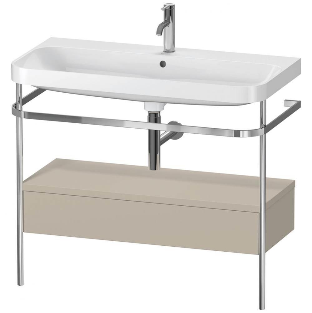 Happy D.2 Plus C-Shaped Vanity Kit with Sink and Metal Console Taupe