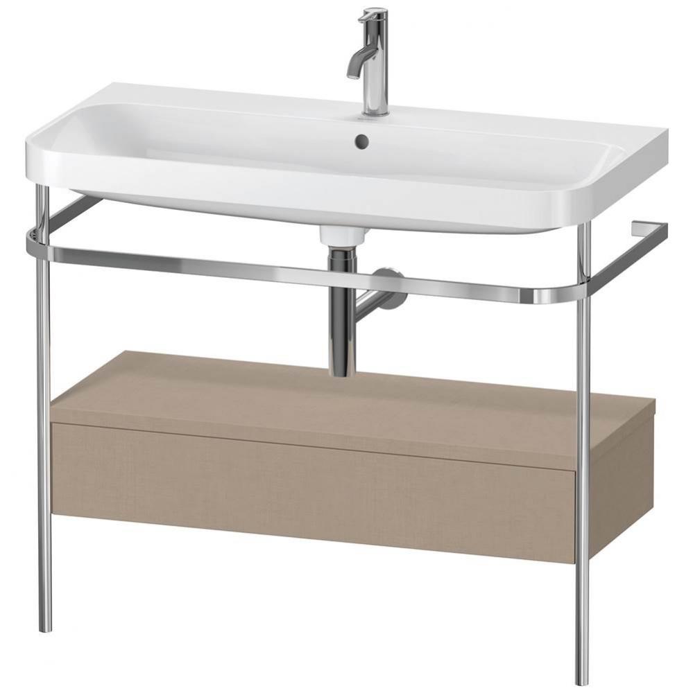 Happy D.2 Plus C-Shaped Vanity Kit with Sink and Metal Console Linen