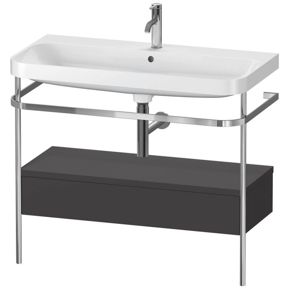 Happy D.2 Plus C-Shaped Vanity Kit with Sink and Metal Console Graphite