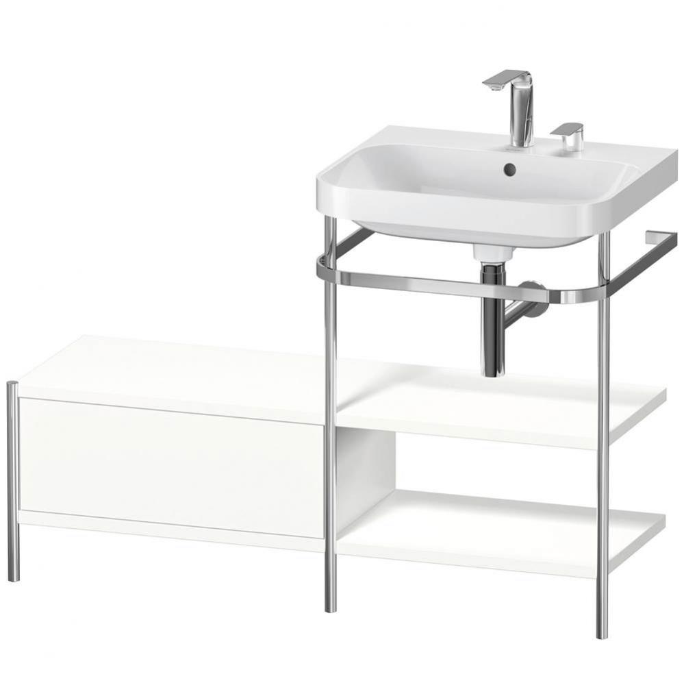 Happy D.2 Plus C-Shaped Vanity Kit with Sink and Metal Console White