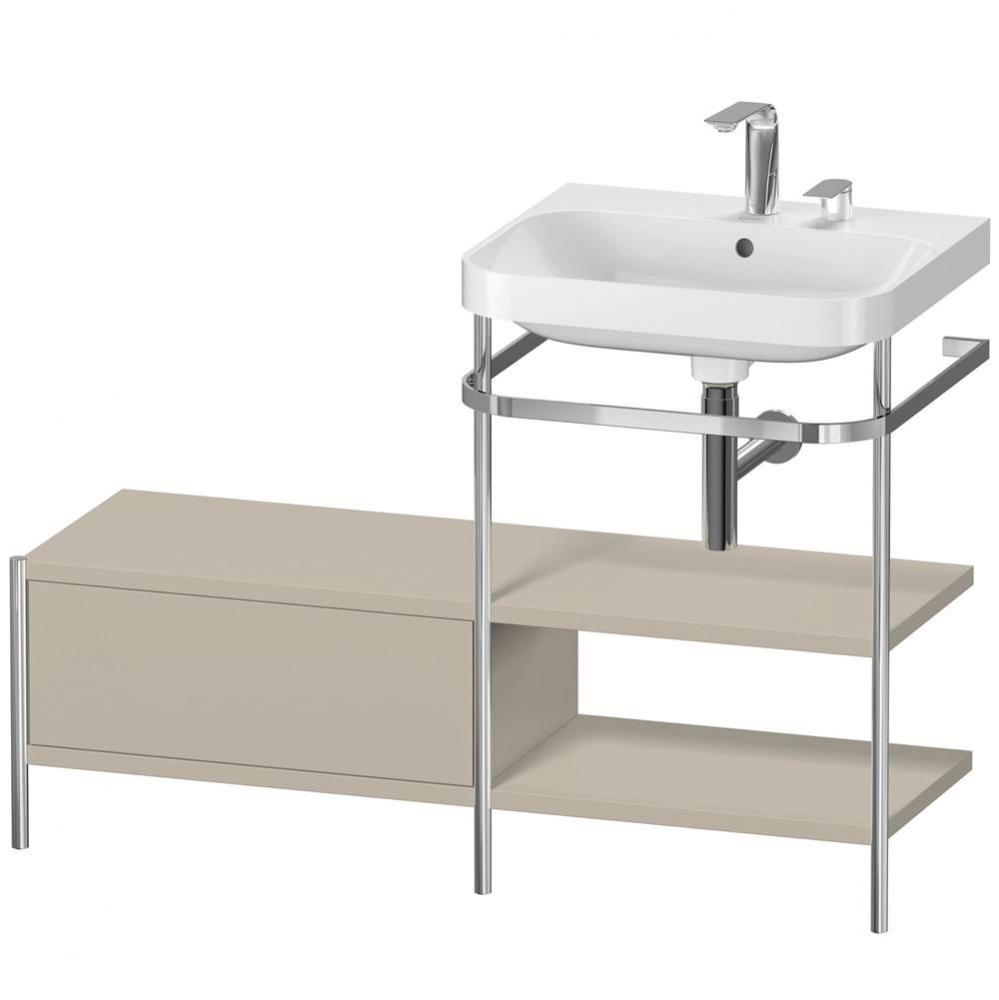 Happy D.2 Plus C-Shaped Vanity Kit with Sink and Metal Console Taupe