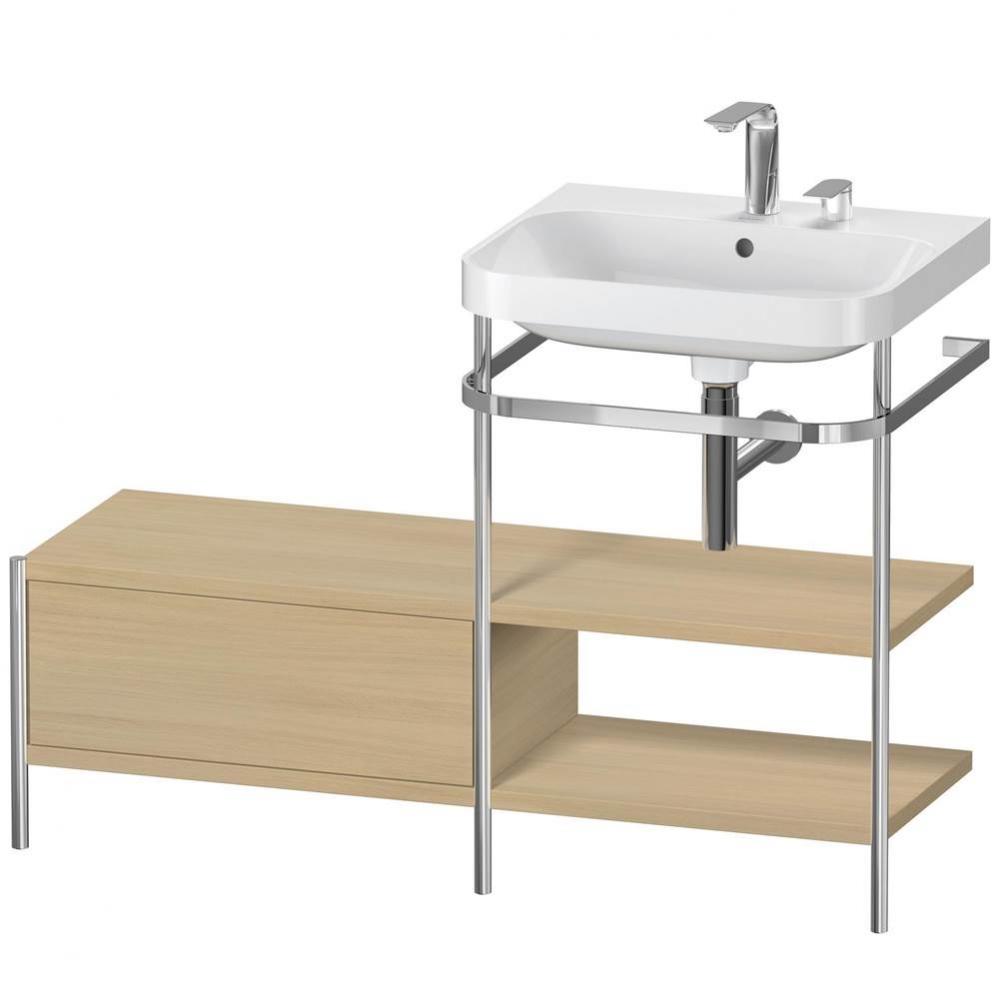 Happy D.2 Plus C-Shaped Vanity Kit with Sink and Metal Console Mediterranean Oak