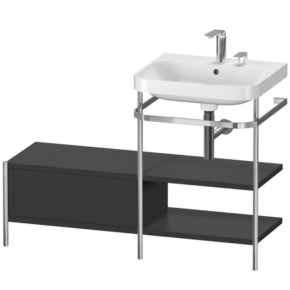 Happy D.2 Plus C-Shaped Vanity Kit with Sink and Metal Console Graphite