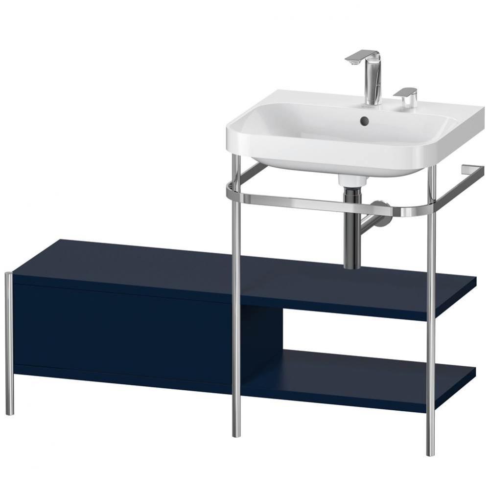 Happy D.2 Plus C-Shaped Vanity Kit with Sink and Metal Console Midnight Blue