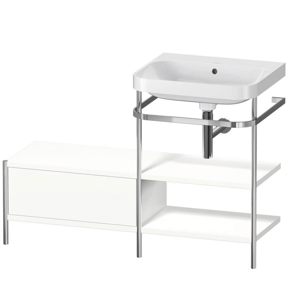 Happy D.2 Plus C-Shaped Vanity Kit with Sink and Metal Console White