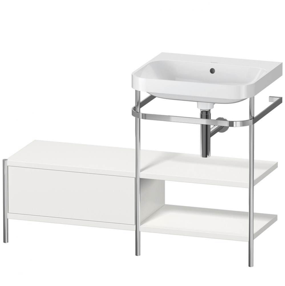 Happy D.2 Plus C-Shaped Vanity Kit with Sink and Metal Console Nordic White