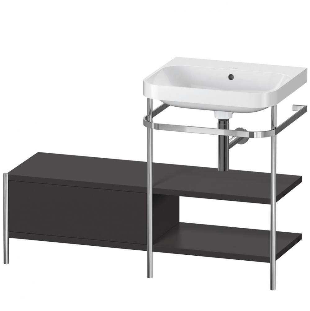 Happy D.2 Plus C-Shaped Vanity Kit with Sink and Metal Console Graphite