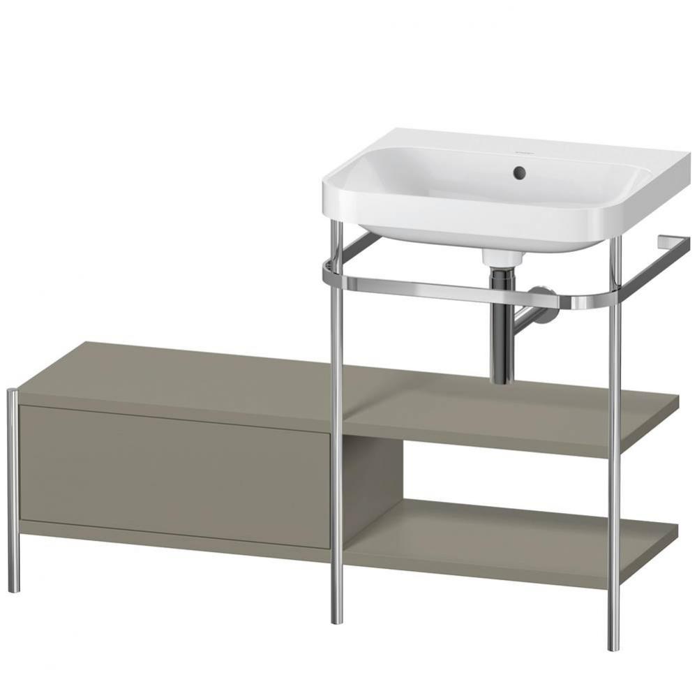 Happy D.2 Plus C-Shaped Vanity Kit with Sink and Metal Console Stone Gray