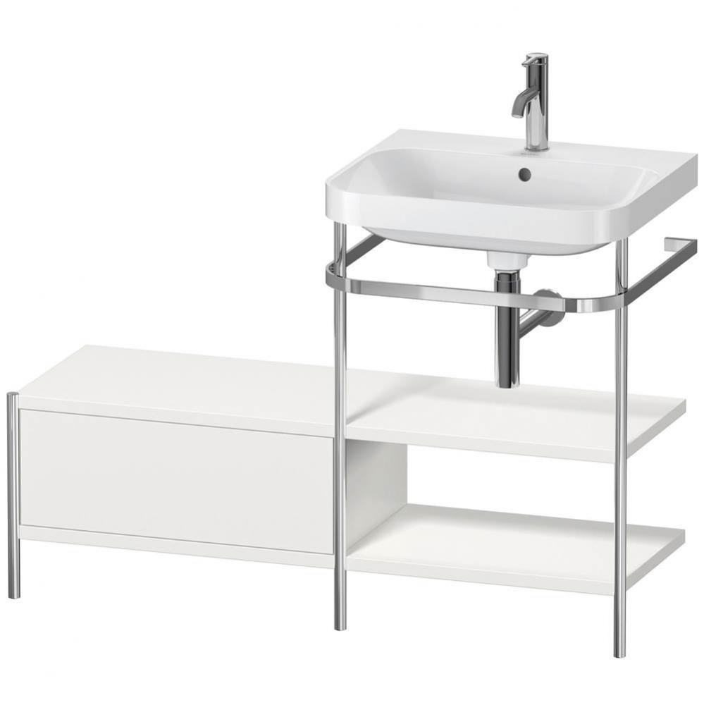 Happy D.2 Plus C-Shaped Vanity Kit with Sink and Metal Console Nordic White