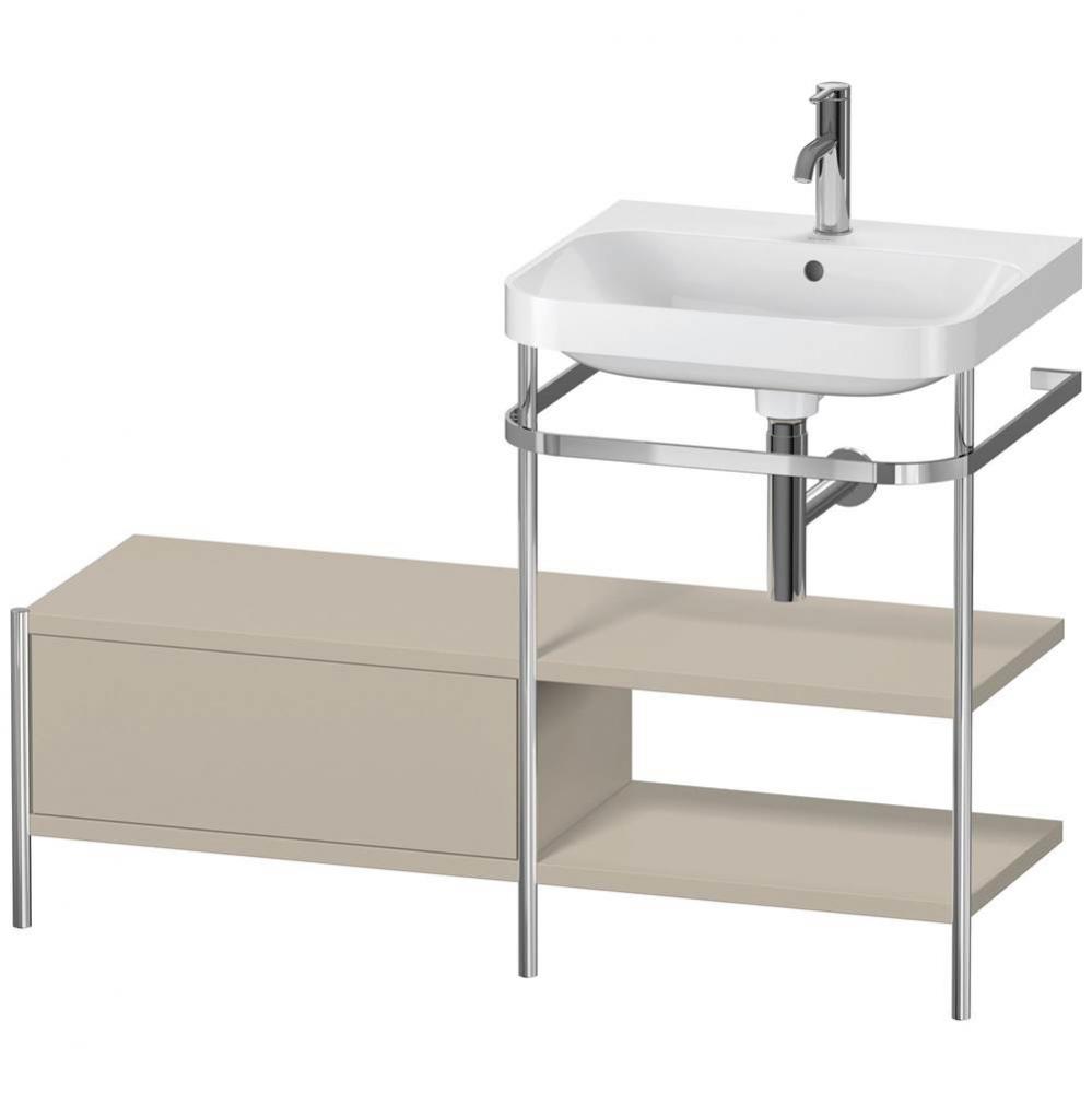 Happy D.2 Plus C-Shaped Vanity Kit with Sink and Metal Console Taupe