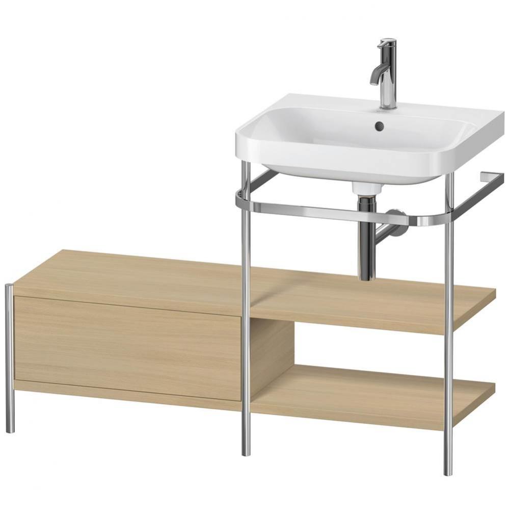 Happy D.2 Plus C-Shaped Vanity Kit with Sink and Metal Console Mediterranean Oak