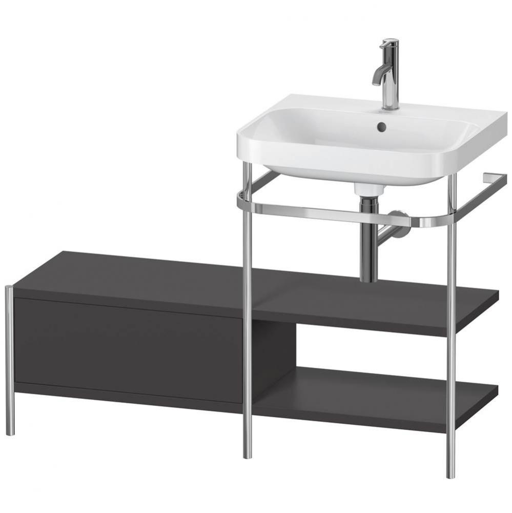 Happy D.2 Plus C-Shaped Vanity Kit with Sink and Metal Console Graphite