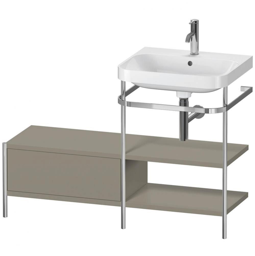 Happy D.2 Plus C-Shaped Vanity Kit with Sink and Metal Console Stone Gray