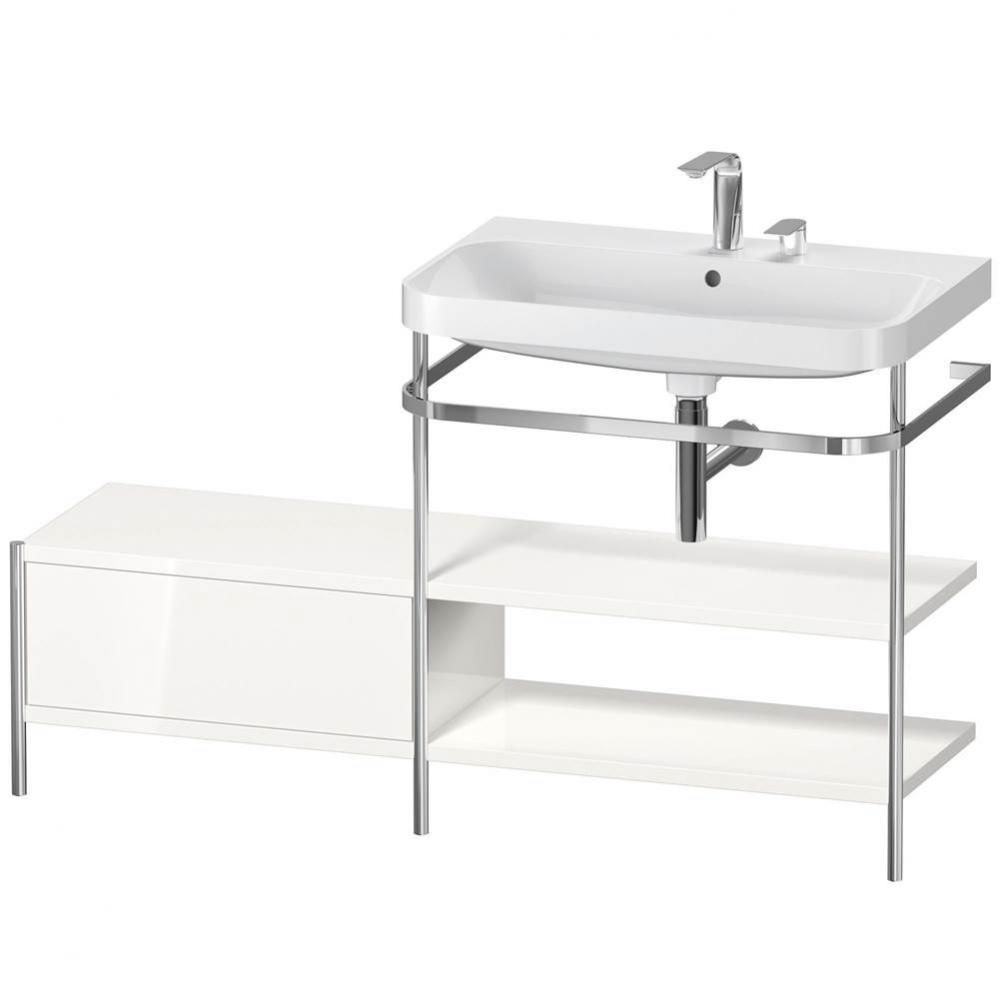 Happy D.2 Plus C-Shaped Vanity Kit with Sink and Metal Console White