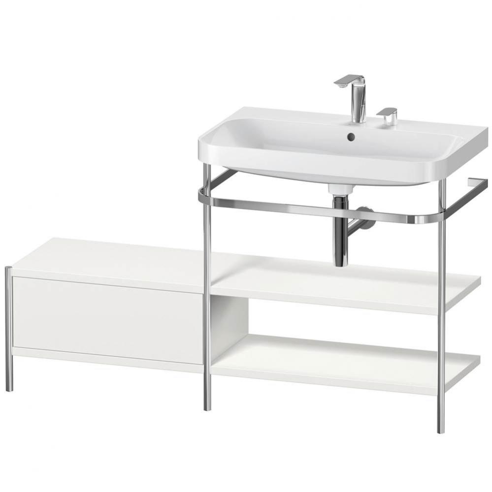 Happy D.2 Plus C-Shaped Vanity Kit with Sink and Metal Console Nordic White