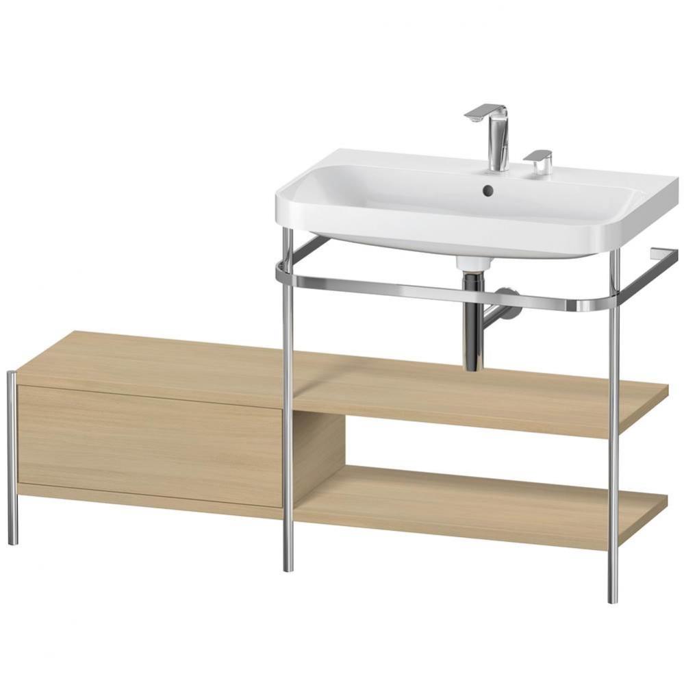 Happy D.2 Plus C-Shaped Vanity Kit with Sink and Metal Console Mediterranean Oak