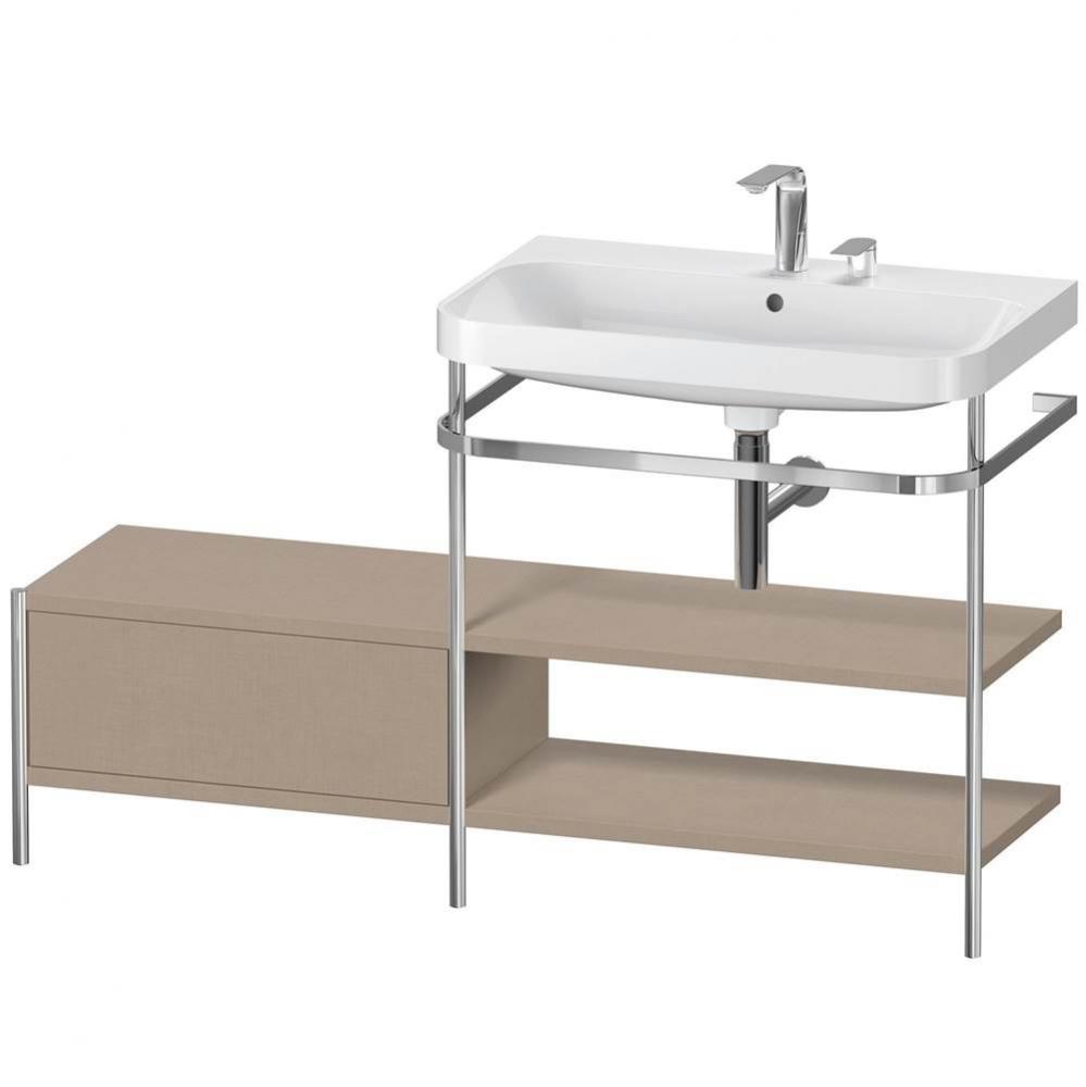 Happy D.2 Plus C-Shaped Vanity Kit with Sink and Metal Console Linen