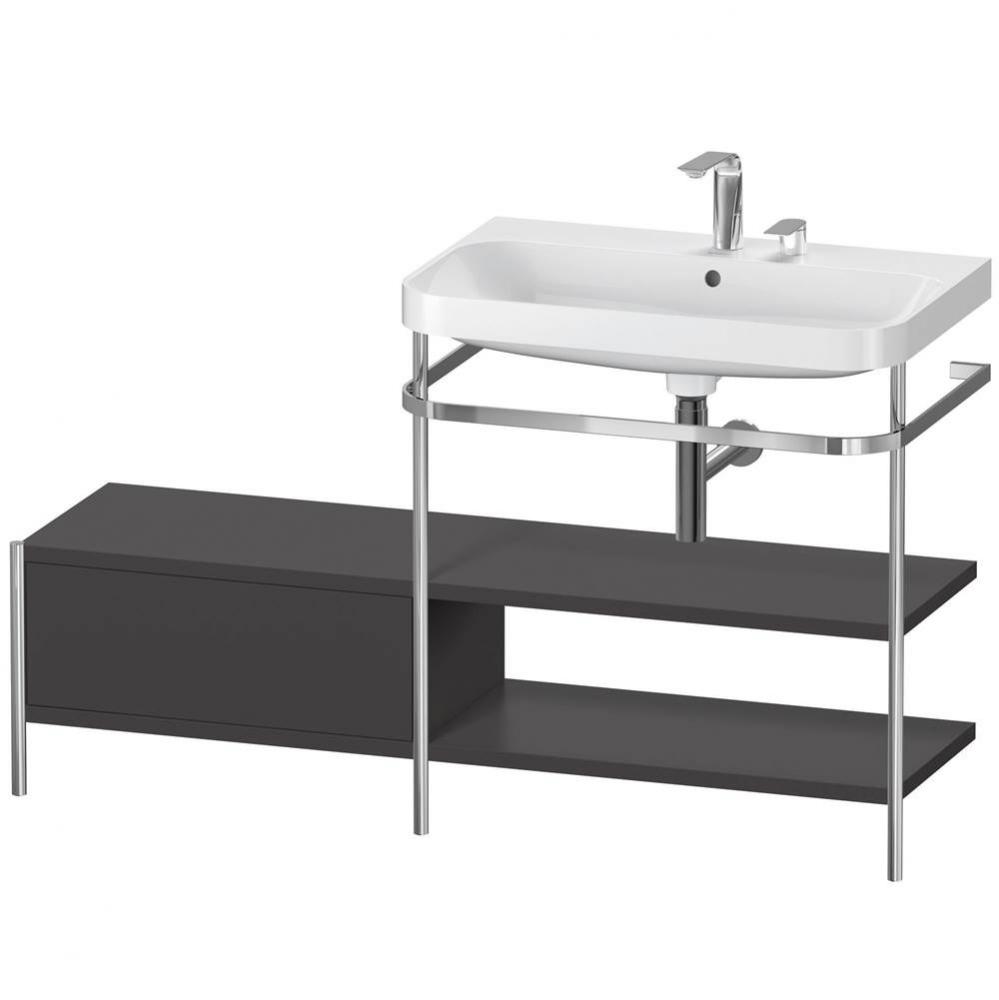 Happy D.2 Plus C-Shaped Vanity Kit with Sink and Metal Console Graphite