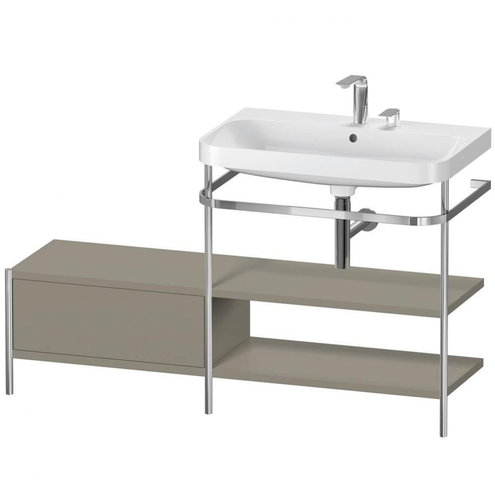 Happy D.2 Plus C-Shaped Vanity Kit with Sink and Metal Console Stone Gray