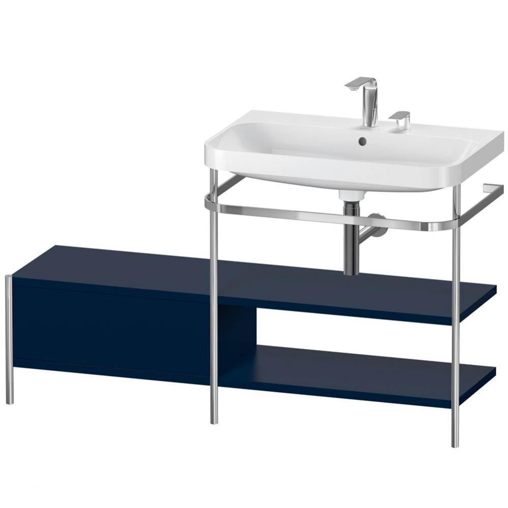 Happy D.2 Plus C-Shaped Vanity Kit with Sink and Metal Console Midnight Blue