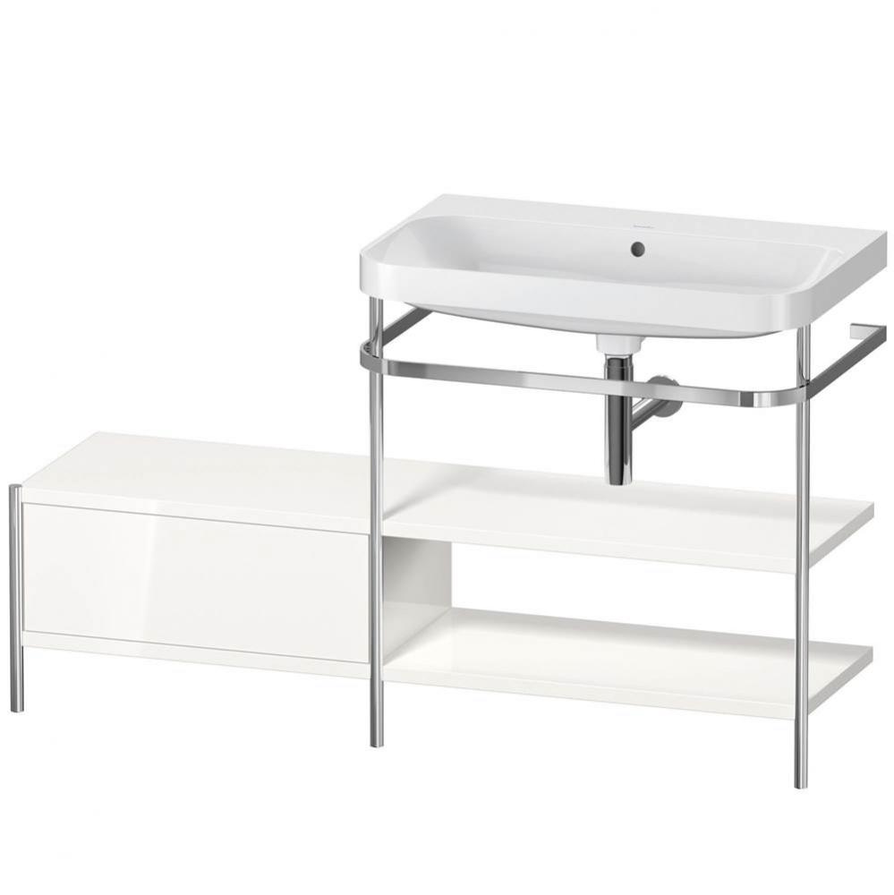 Happy D.2 Plus C-Shaped Vanity Kit with Sink and Metal Console White