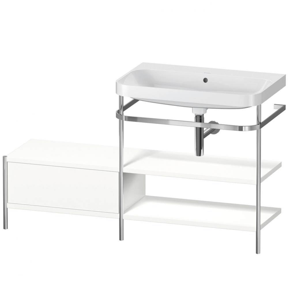 Happy D.2 Plus C-Shaped Vanity Kit with Sink and Metal Console White