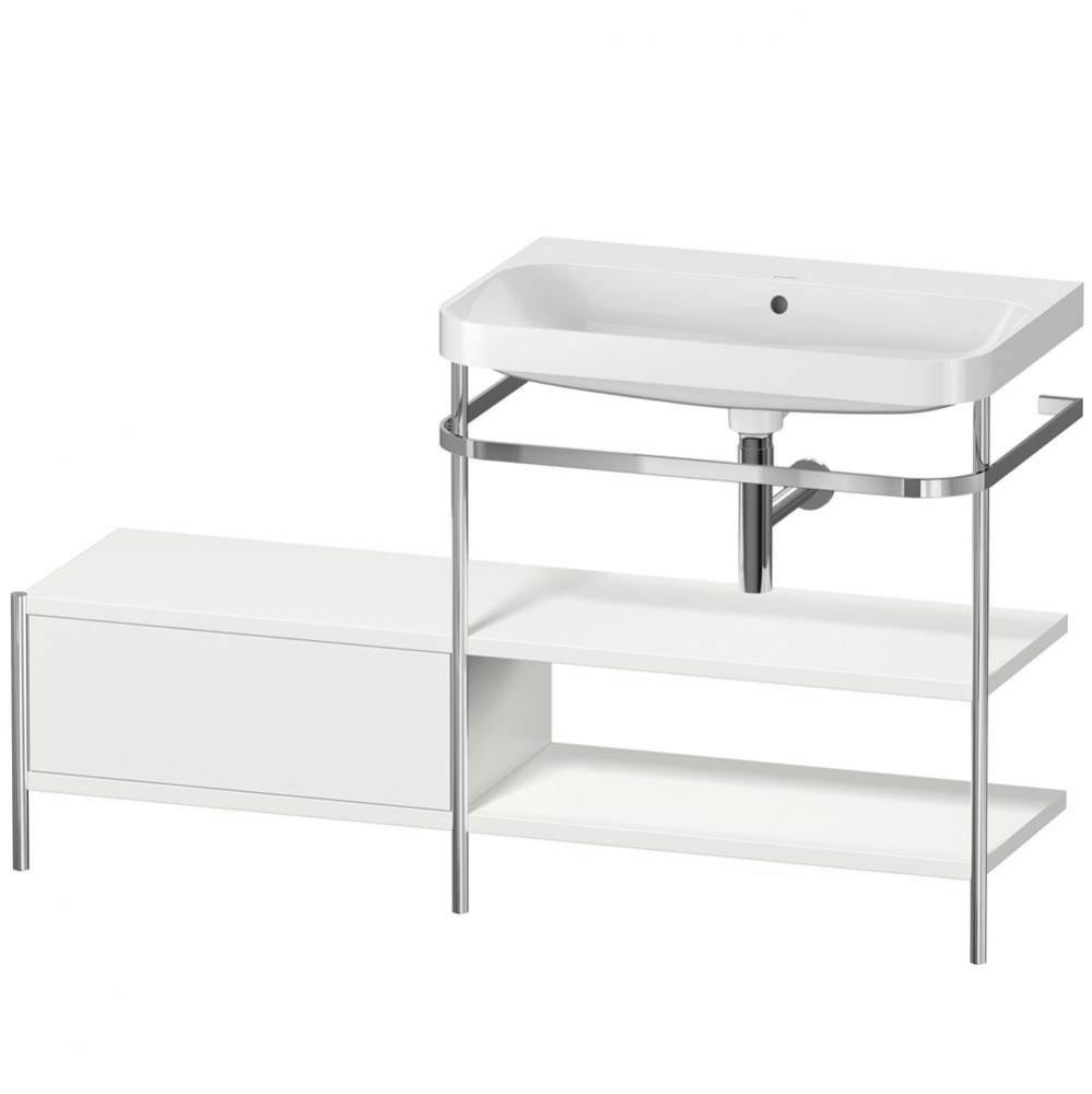 Happy D.2 Plus C-Shaped Vanity Kit with Sink and Metal Console Nordic White