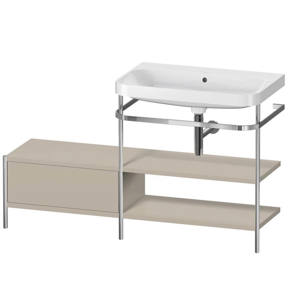 Happy D.2 Plus C-Shaped Vanity Kit with Sink and Metal Console Taupe