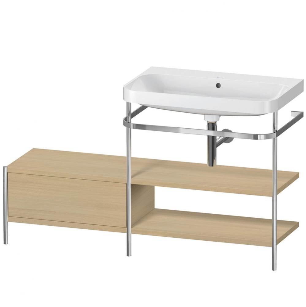 Happy D.2 Plus C-Shaped Vanity Kit with Sink and Metal Console Mediterranean Oak