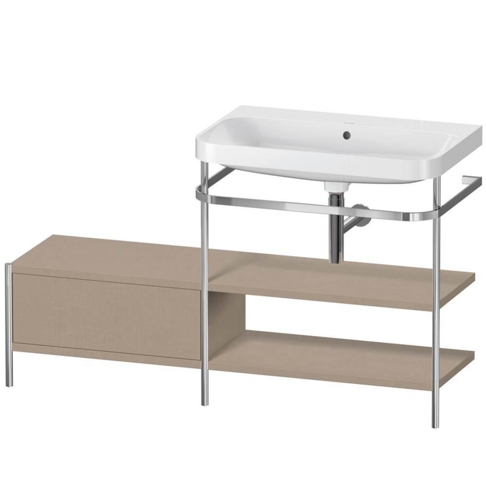 Happy D.2 Plus C-Shaped Vanity Kit with Sink and Metal Console Linen