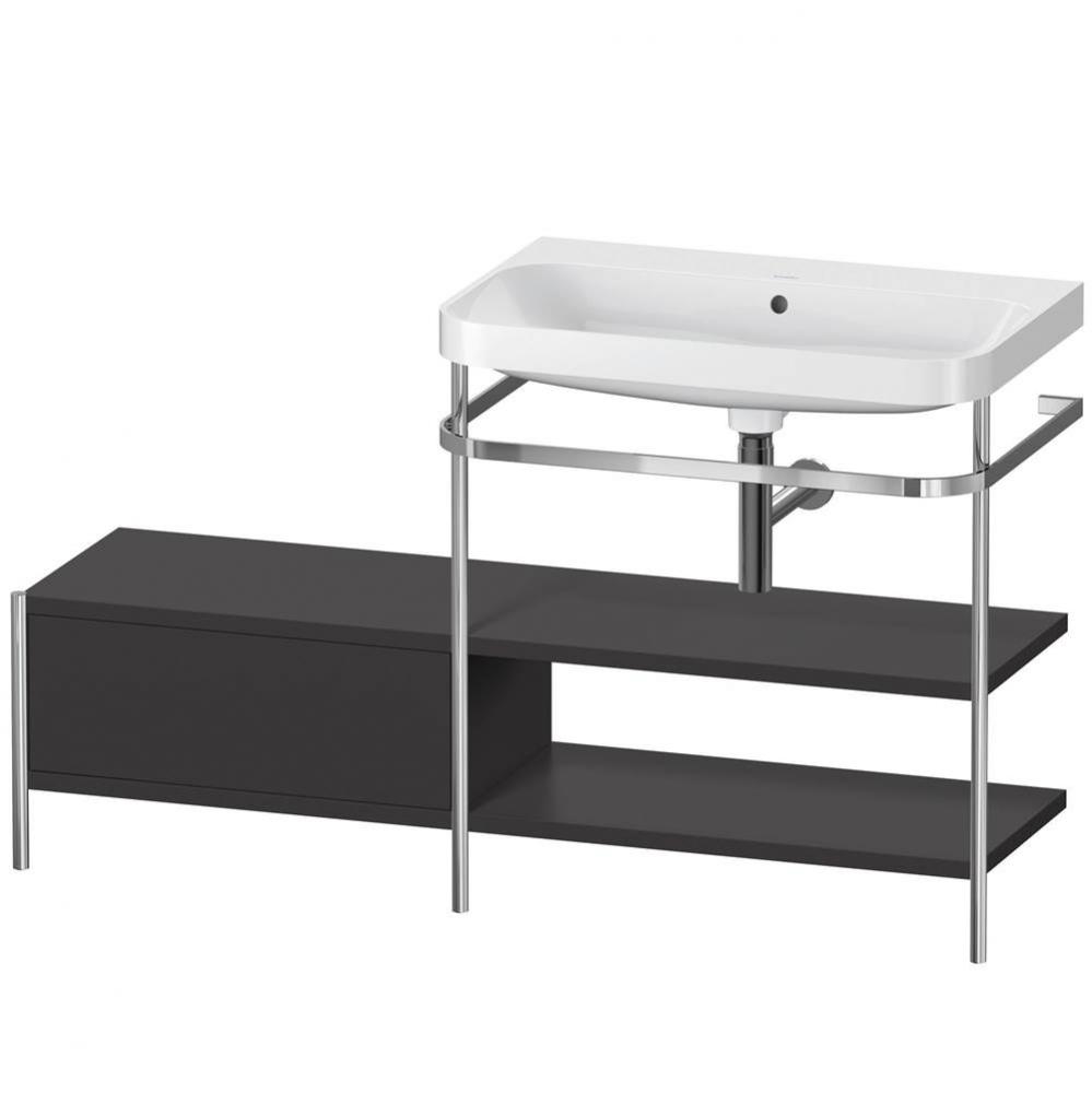 Happy D.2 Plus C-Shaped Vanity Kit with Sink and Metal Console Graphite