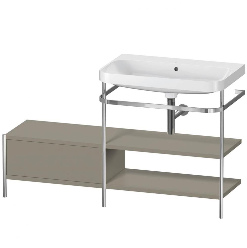 Happy D.2 Plus C-Shaped Vanity Kit with Sink and Metal Console Stone Gray