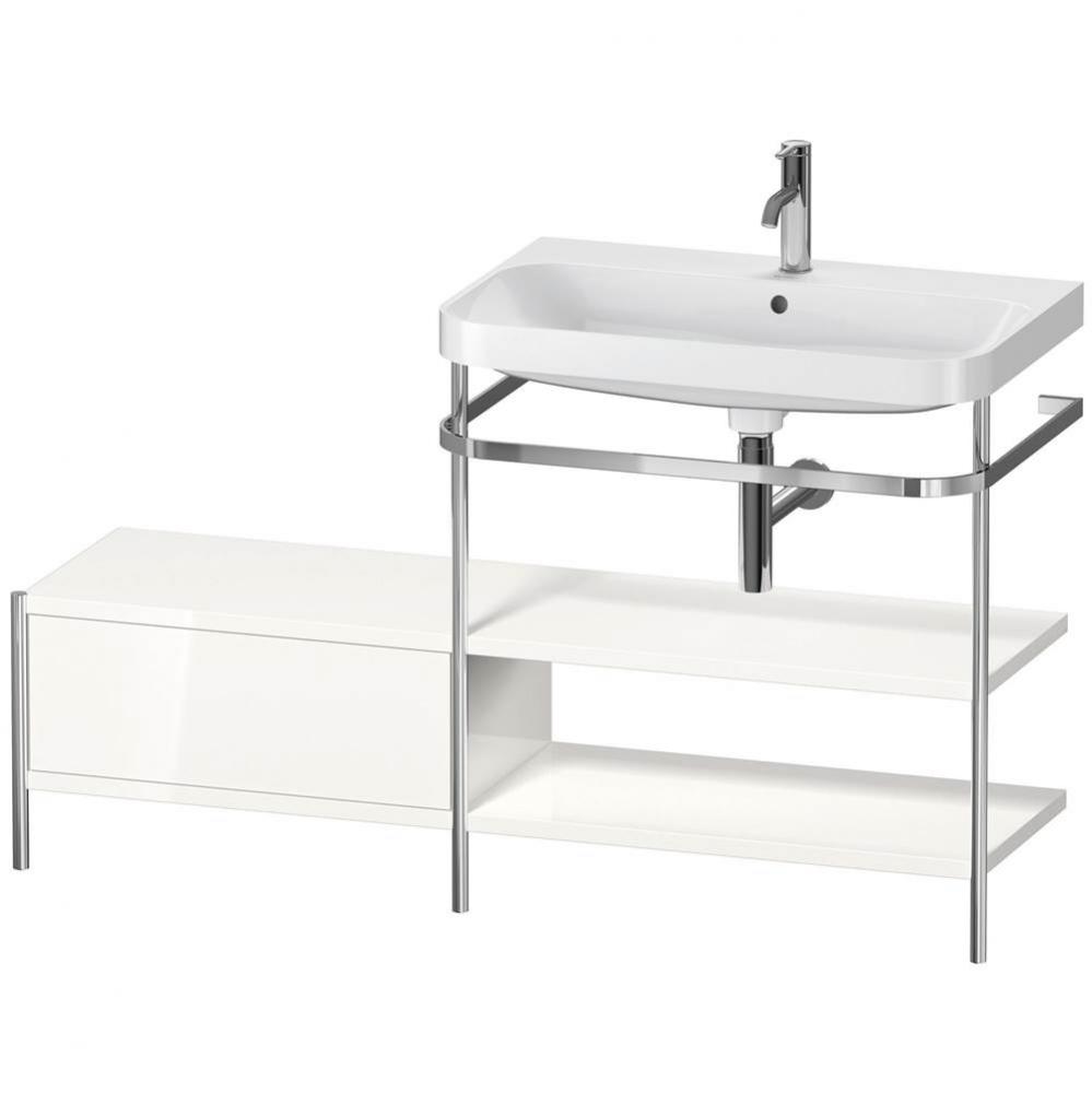 Happy D.2 Plus C-Shaped Vanity Kit with Sink and Metal Console White