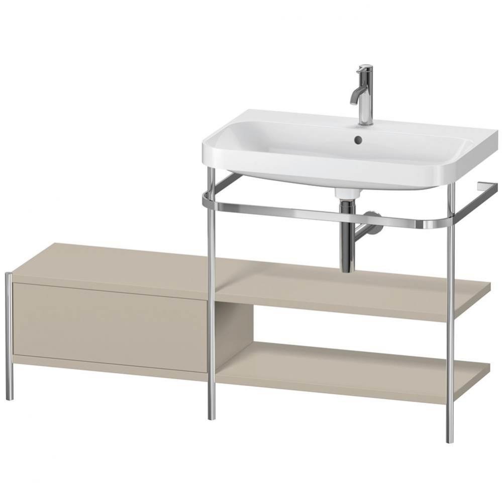 Happy D.2 Plus C-Shaped Vanity Kit with Sink and Metal Console Taupe