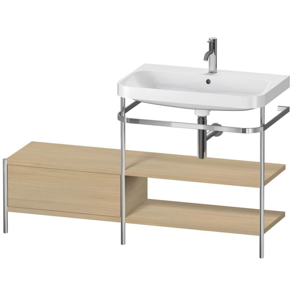 Happy D.2 Plus C-Shaped Vanity Kit with Sink and Metal Console Mediterranean Oak