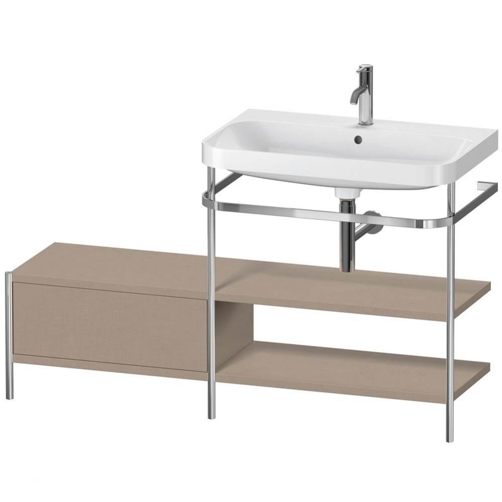 Happy D.2 Plus C-Shaped Vanity Kit with Sink and Metal Console Linen