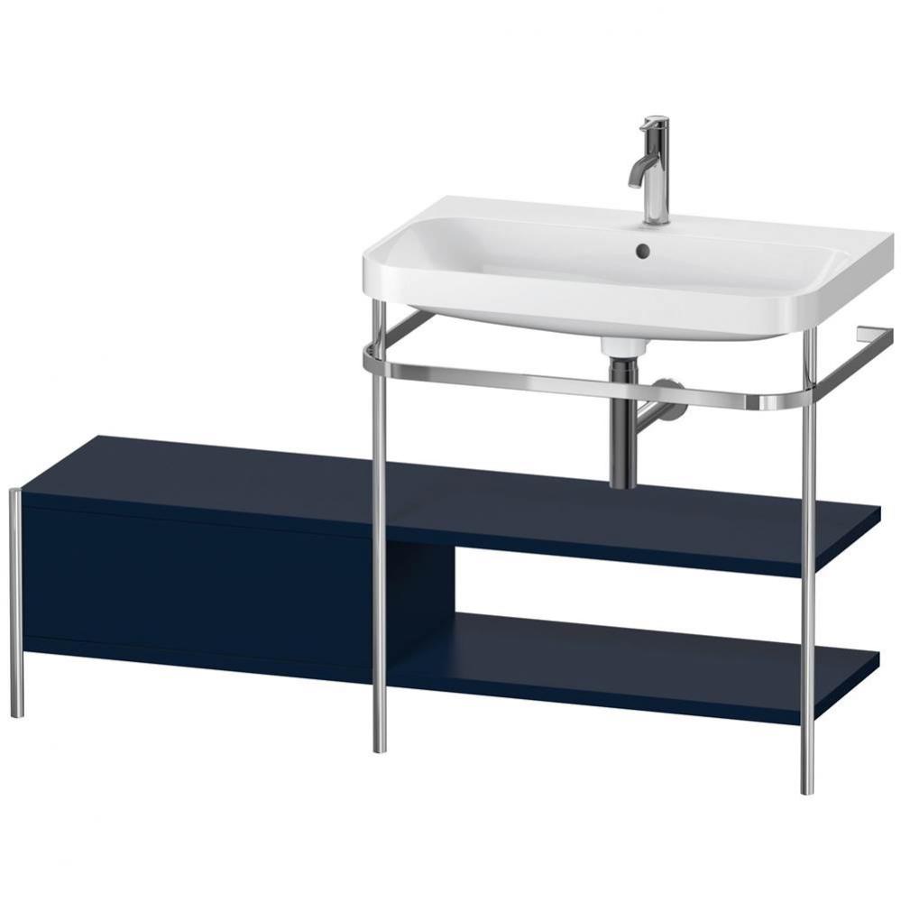 Happy D.2 Plus C-Shaped Vanity Kit with Sink and Metal Console Midnight Blue