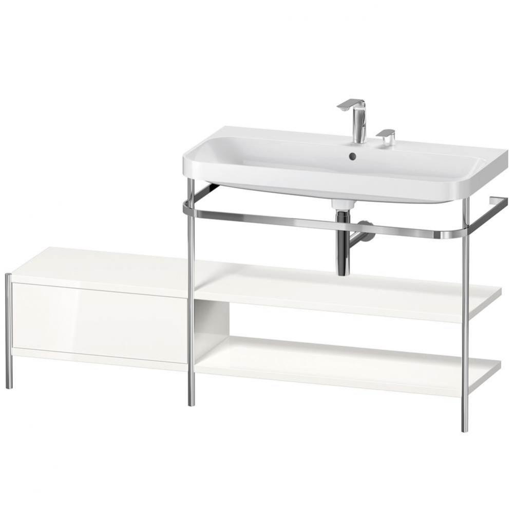 Happy D.2 Plus C-Shaped Vanity Kit with Sink and Metal Console White