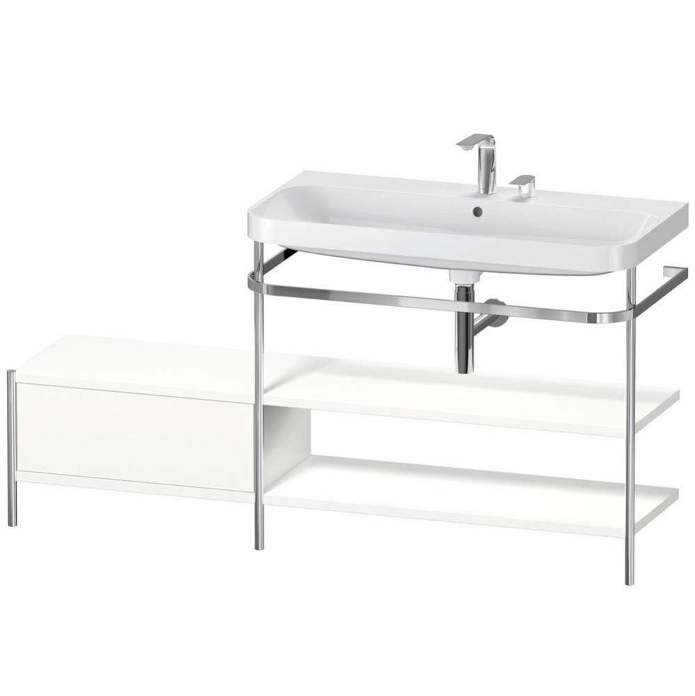 Happy D.2 Plus C-Shaped Vanity Kit with Sink and Metal Console White