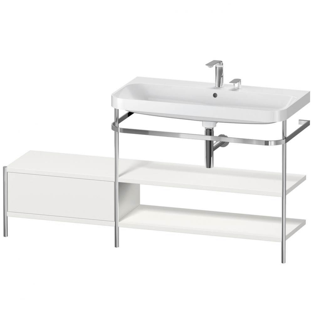 Happy D.2 Plus C-Shaped Vanity Kit with Sink and Metal Console Nordic White