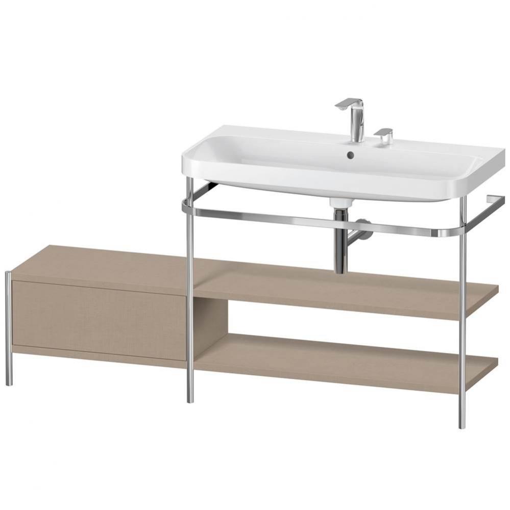 Happy D.2 Plus C-Shaped Vanity Kit with Sink and Metal Console Linen