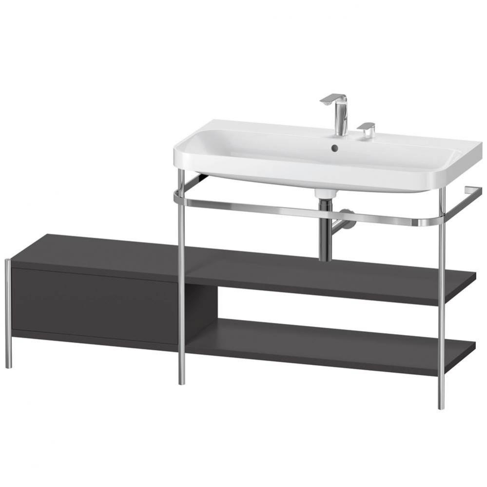 Happy D.2 Plus C-Shaped Vanity Kit with Sink and Metal Console Graphite