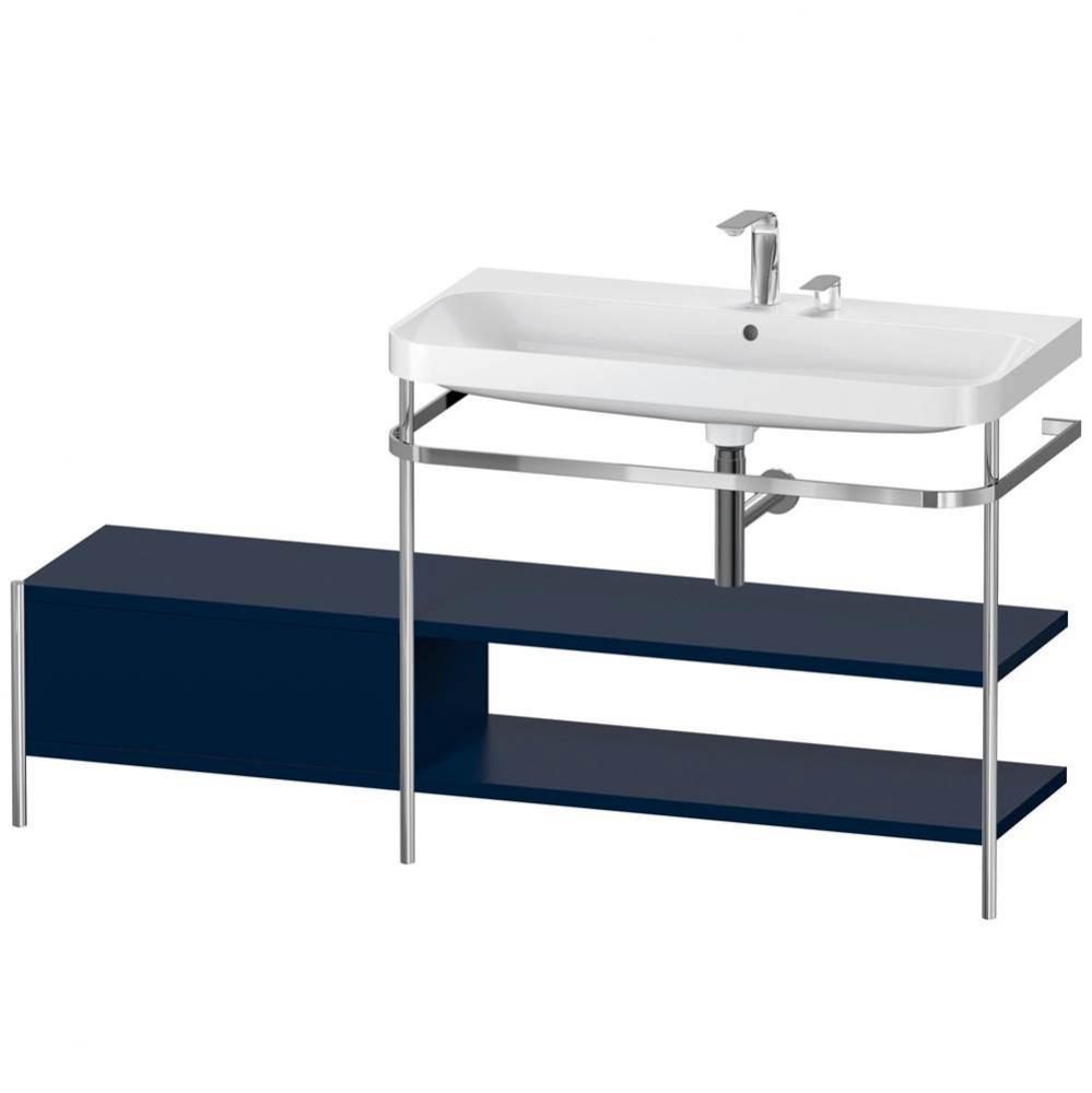 Happy D.2 Plus C-Shaped Vanity Kit with Sink and Metal Console Midnight Blue