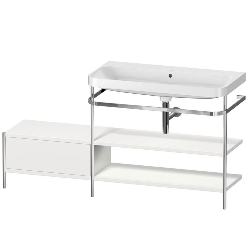 Happy D.2 Plus C-Shaped Vanity Kit with Sink and Metal Console Nordic White