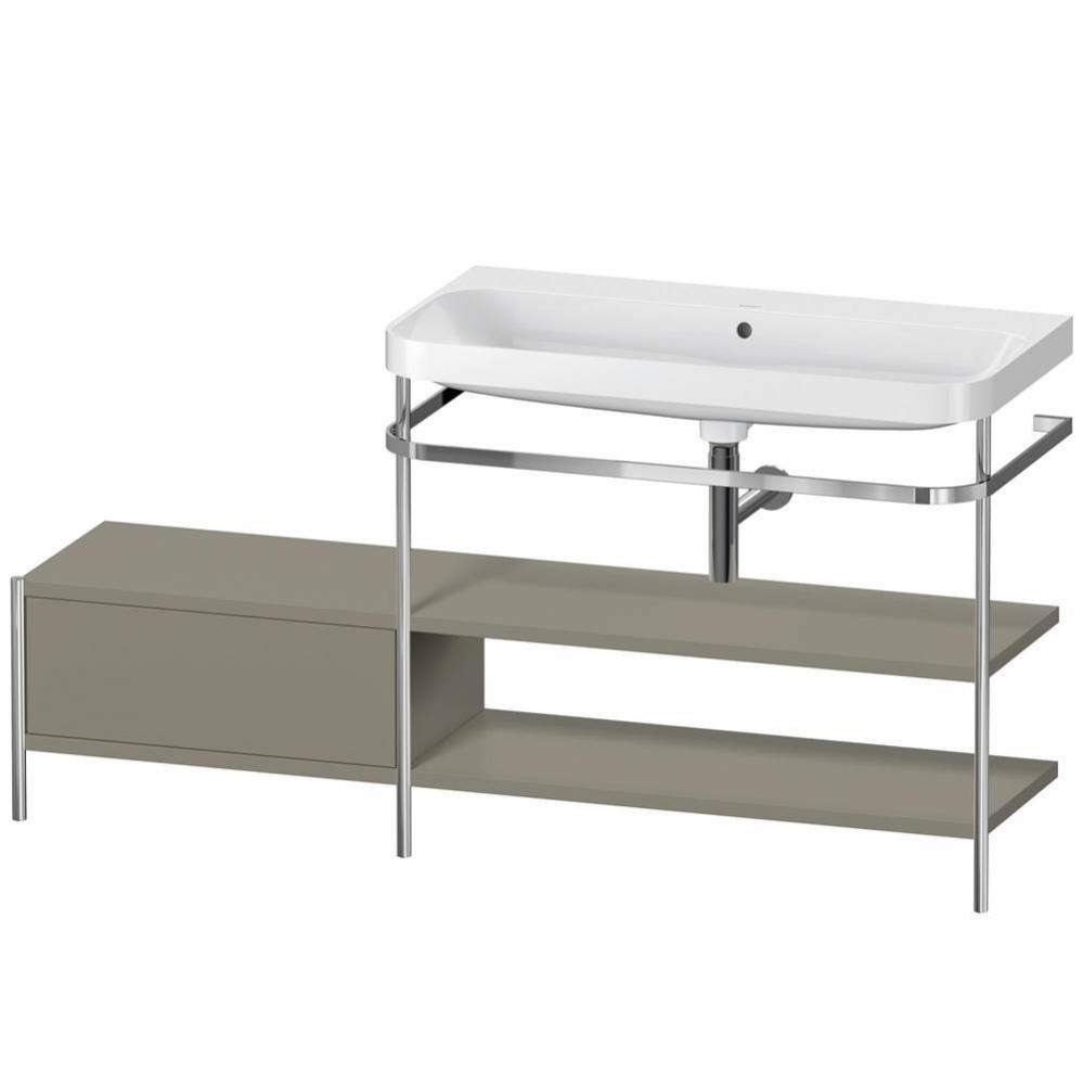 Happy D.2 Plus C-Shaped Vanity Kit with Sink and Metal Console Stone Gray