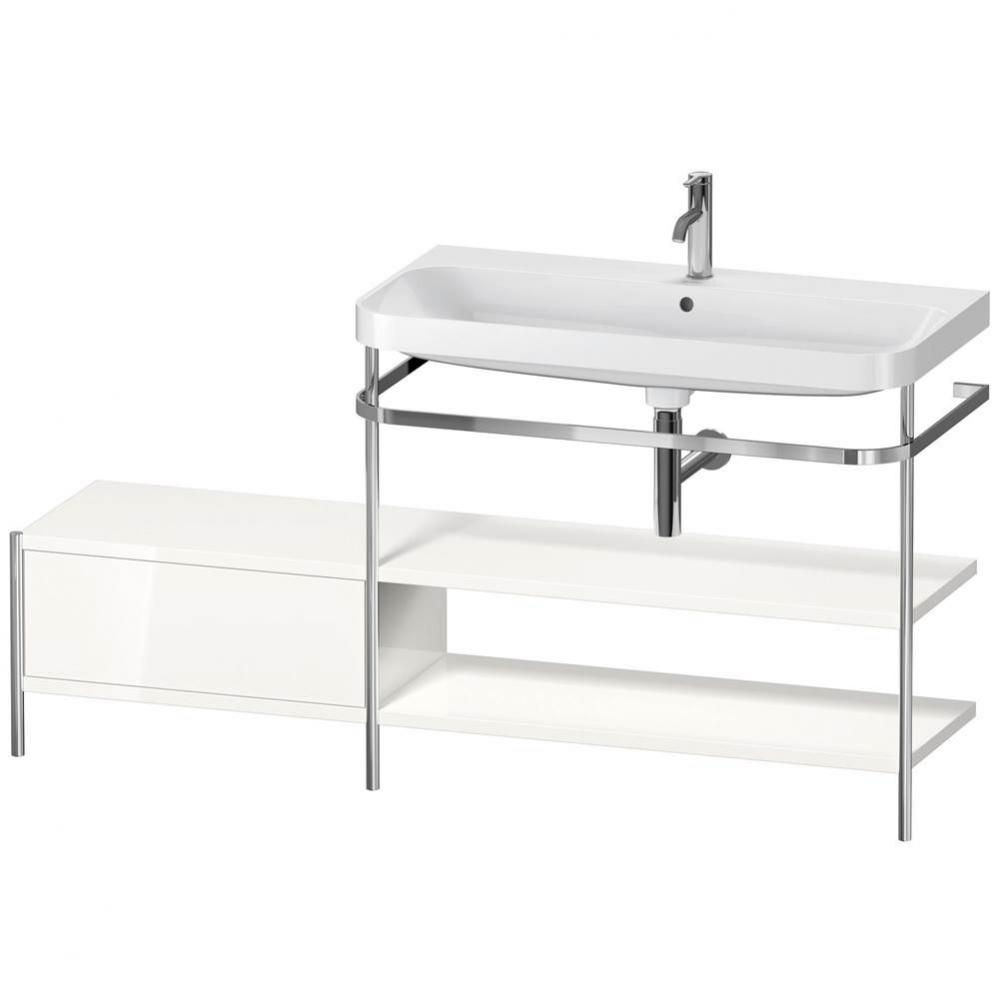 Happy D.2 Plus C-Shaped Vanity Kit with Sink and Metal Console White