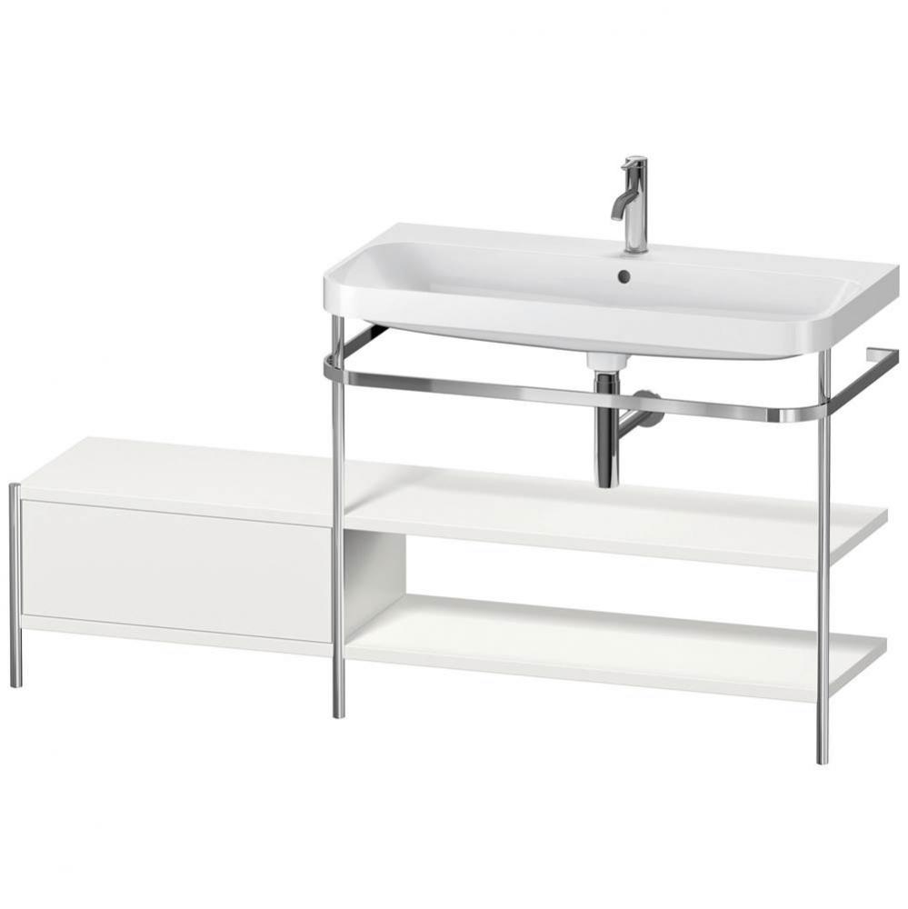 Happy D.2 Plus C-Shaped Vanity Kit with Sink and Metal Console Nordic White