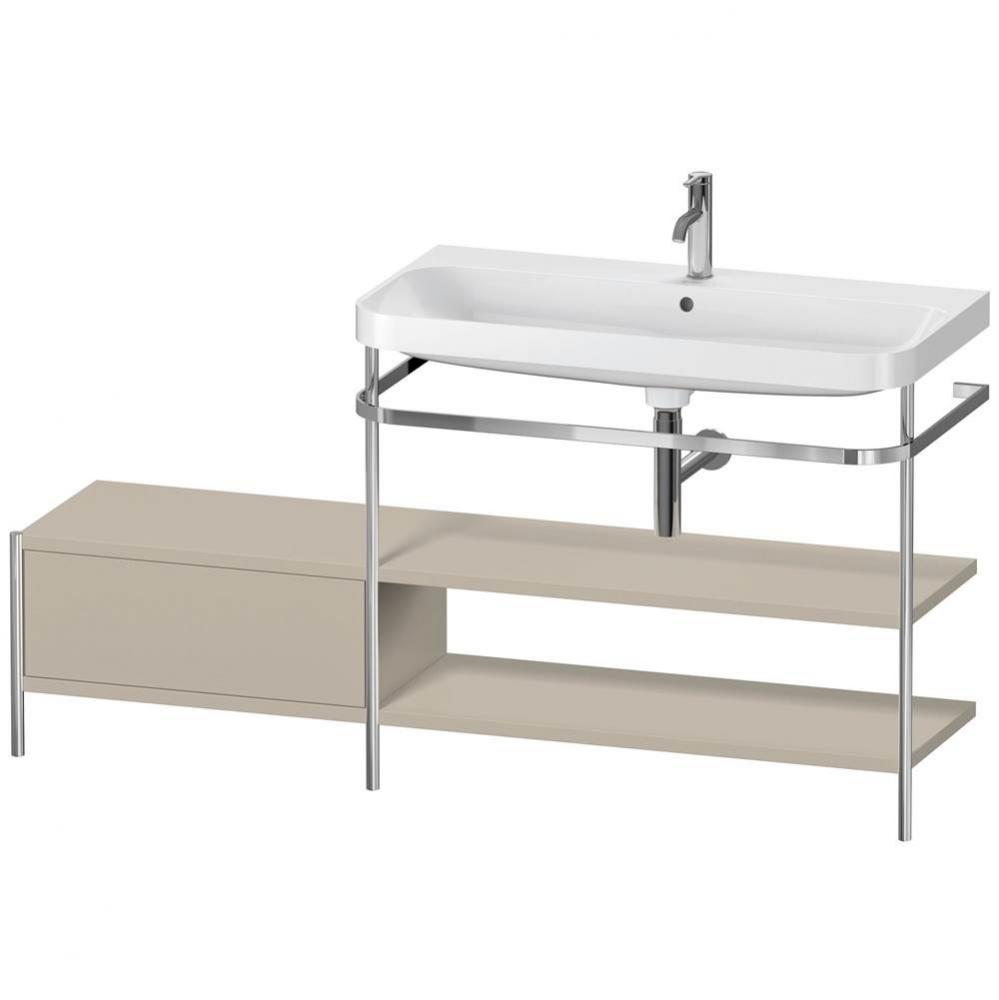 Happy D.2 Plus C-Shaped Vanity Kit with Sink and Metal Console Taupe