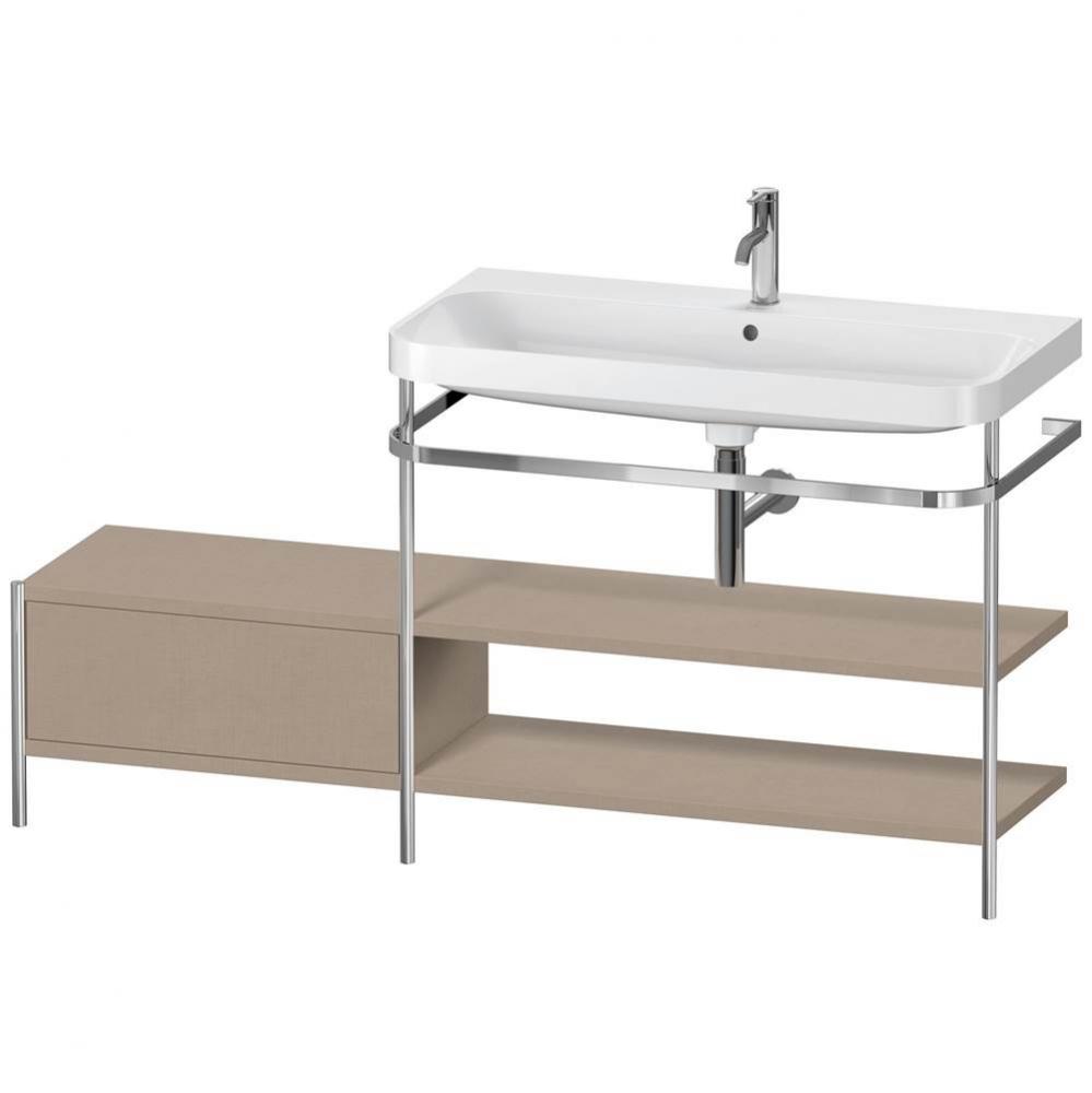 Happy D.2 Plus C-Shaped Vanity Kit with Sink and Metal Console Linen